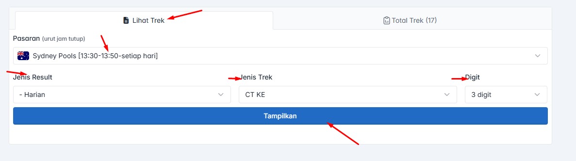 Halaman Lihat Trek Scan Angka